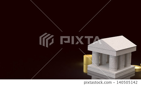 Classical Bank Building With Gold Coins Finance Concept 3d render. 140505142