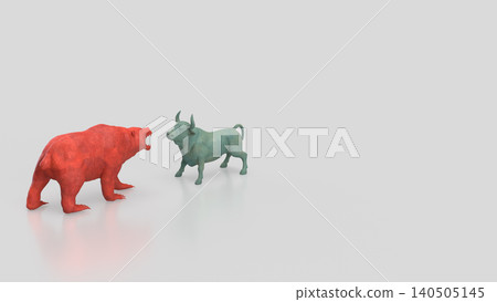 Red Bear And Blue Bull Market Conflict Concept 3d render. Red Bear And Blue Bull Market Conflict Concept 3d render. 140505145