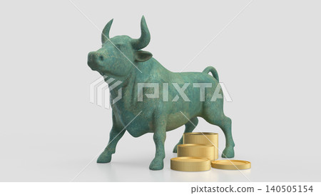 Bull Market Wealth Concept With Coins On White Background 3d render. Bull Market Wealth Concept With Coins On White Background 3d render. 140505154
