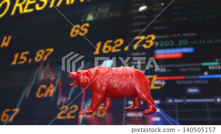 Red Bear Market Warning On Digital Trading Screen 3d render. Red Bear Market Warning On Digital Trading Screen 3d render. 140505157