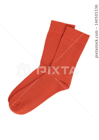 Bright Orange Socks on a White Background Showcasing Modern and Stylish Footwear Fashion Bright Orange Socks on a White Background Showcasing Modern and Stylish Footwear Fashion 140505336