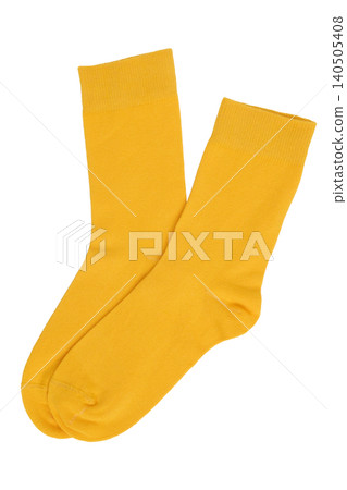 Yellow Socks on a White Background Showcasing Modern and Stylish Footwear Fashion Yellow Socks on a White Background Showcasing Modern and Stylish Footwear Fashion 140505408