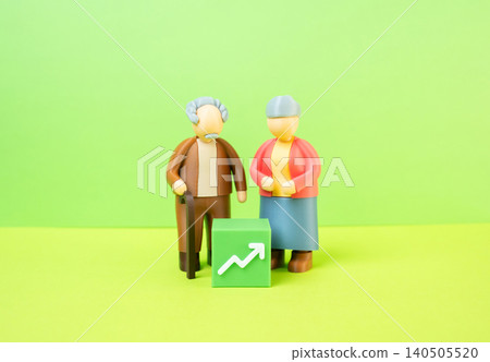 Older people and the growth arrow. Improving quality of life and financial health. Increased aging population in society. Older people and the growth arrow. Improving quality of life and financial health. Increased aging population in society. 140505520
