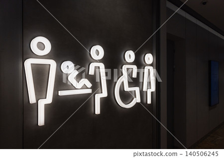 Glowing led restroom signage for inclusive facilities Glowing led restroom signage for inclusive facilities 140506245
