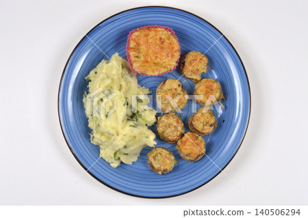 Baked Stuffed Mushrooms and Mashed Potatoes with Leek Baked Stuffed Mushrooms and Mashed Potatoes with Leek 140506294