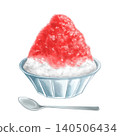Strawberry shaved ice in a glass bowl (no shadow) 140506434