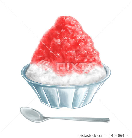 Strawberry shaved ice in a glass bowl (no shadow) Strawberry shaved ice in a glass bowl (no shadow) 140506434