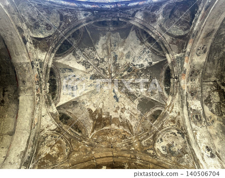 Ancient background. Old ceiling on dome of the Bagrati cathedral in Kutaisi Georgia 140506704