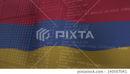 Displaying translucent Armenian tricolor flag overlaying terminal text, hex dump and IP logs Displaying translucent Armenian tricolor flag overlaying terminal text, hex dump and IP logs 140507041