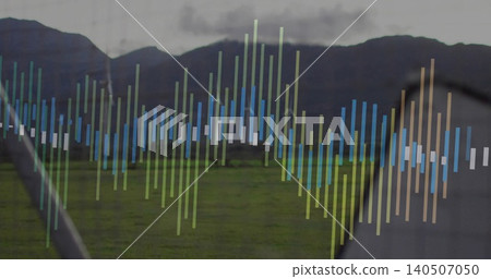 Displaying waveform bars across car window at rural plain, showing mountains, low cloud and wiper Displaying waveform bars across car window at rural plain, showing mountains, low cloud and wiper 140507050