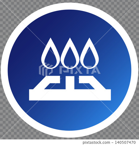 Symbolic gas stove in a Circular Blue Background Design 140507470