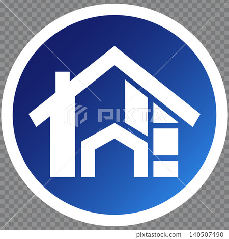 Stylized House Icon with Blue Gradient Background Suitable for Real Estate and Home Design Themes 140507490