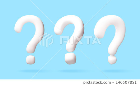 3D Three white question marks set 140507851