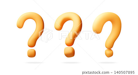 Three yellow 3D question marks 140507895