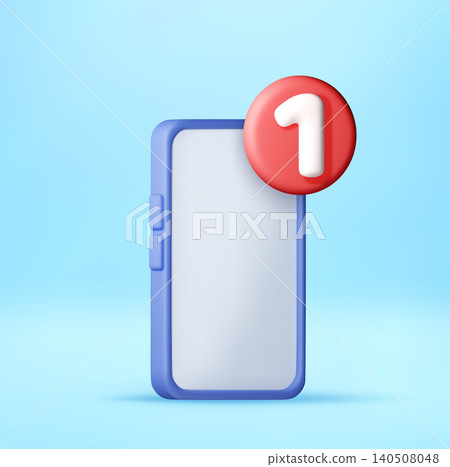 3D Smartphone with red notification bubble 3D Smartphone with red notification bubble 140508048