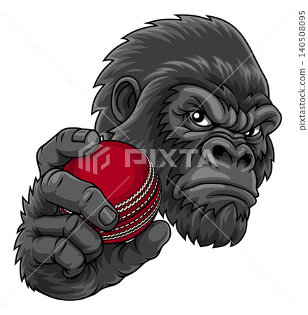 Gorilla Ape Cricket Ball Sport Team Mascot Cartoon Gorilla Ape Cricket Ball Sport Team Mascot Cartoon 140508095