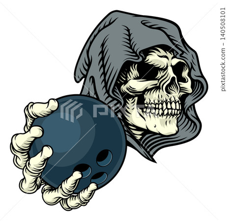 Grim Reaper Death Skeleton Bowling Team Mascot Grim Reaper Death Skeleton Bowling Team Mascot 140508101