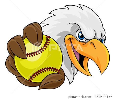 Bald Eagle Falcon Hawk Softball Ball Sport Mascot Bald Eagle Falcon Hawk Softball Ball Sport Mascot 140508136