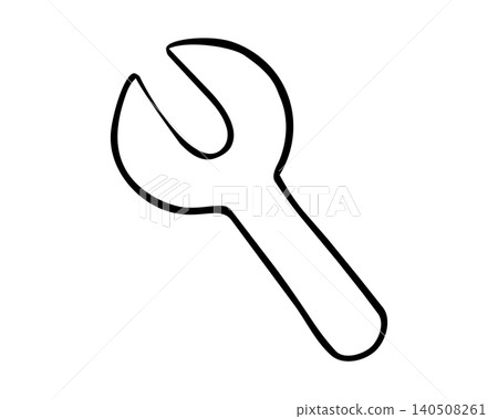 A simple, hand-drawn style wrench icon illustration. A simple, hand-drawn style wrench icon illustration. 140508261