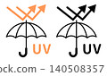 UV-blocking parasol and UV reflection icon set. Image for UV protection and sunburn prevention. 140508357