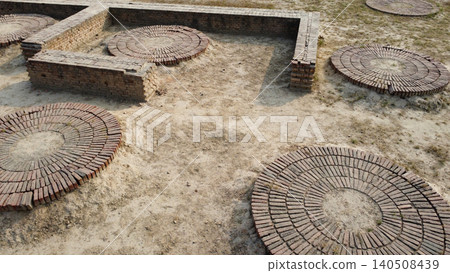 harappa circular platform where indigo dye was made and grain cleaned by workers harappa circular platform where indigo dye was made and grain cleaned by workers 140508439