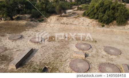 round brick work floor in harappa lower town used for indigo dye processing and cleaning fresh grain harvest 140508458