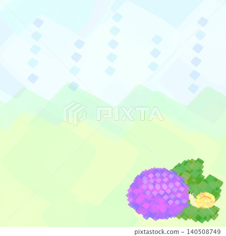 A square dot background featuring hydrangeas and snails blooming during the rainy season. A square dot background featuring hydrangeas and snails blooming during the rainy season. 140508749