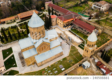 Aerial view of medieval Samtavro monastery in Georgian town of Mtskheta Aerial view of medieval Samtavro monastery in Georgian town of Mtskheta 140508881