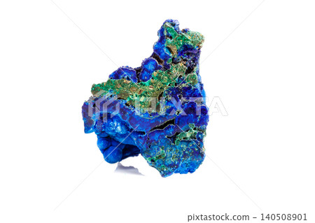 Macro mineral stone malachite with azurite on white background Macro mineral stone malachite with azurite on white background 140508901