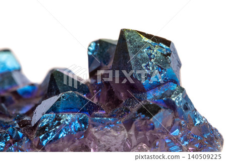 Macro mineral stone Titanium Quartz, Flame Aura Quartz on a white background Macro mineral stone Titanium Quartz, Flame Aura Quartz on a white background 140509225