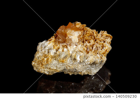 Macro Mineral Stone Sheelit on a black background 140509230