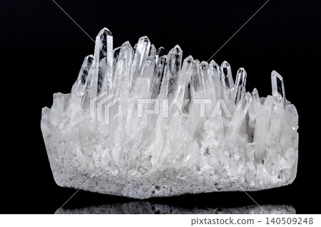 Macro Mineral Stone Rhinestone in Crystals on a Black Background 140509248