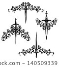 dagger knife and rose flowers black and white vector decorative emblem 140509339