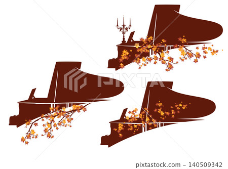 autumn season tree branches with bright leaves and grand piano vector design set autumn season tree branches with bright leaves and grand piano vector design set 140509342