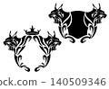 roaring lynx profile heads and heraldic coat of arms shield with royal crown black and white vector frame design 140509346