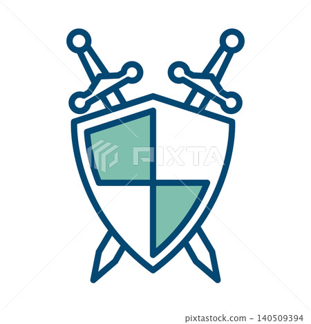 shield and sword icon vector design template in white background 140509394