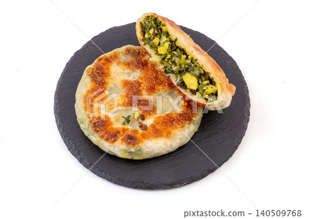 Traditional Chinese Shepherds Purse and Egg Stuffed Pancakes, Savory Flatbread Snack Traditional Chinese Shepherds Purse and Egg Stuffed Pancakes, Savory Flatbread Snack 140509768
