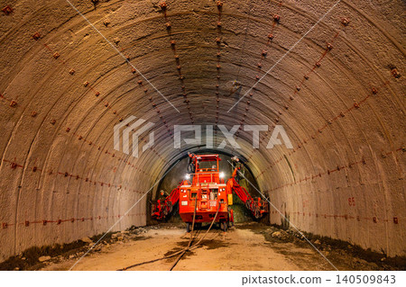 Social Studies Tour Tunnel Construction Site Huge Drill Machine 140509843