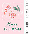 Christmas card with candy cane, snowflake 140510114