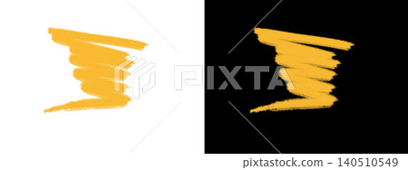 Abstract yellow brush stroke on transparent and black backgrounds Abstract yellow brush stroke on transparent and black backgrounds 140510549