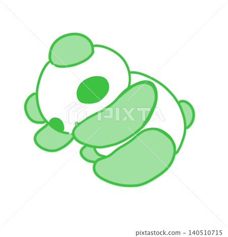 Cute hand-drawn illustration of a natural green panda Cute hand-drawn illustration of a natural green panda 140510715