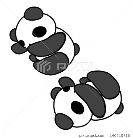 An illustration of two cute black and white pandas rolling around and playing together. An illustration of two cute black and white pandas rolling around and playing together. 140510716
