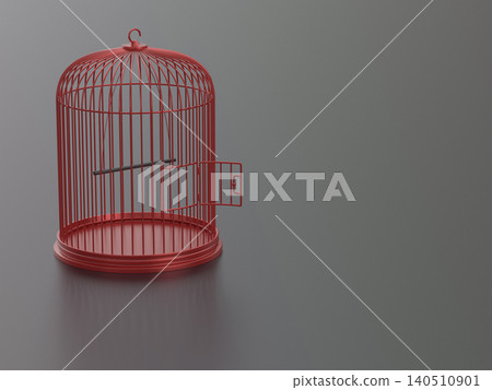 Red open bird cage Red open bird cage 140510901
