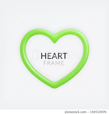 3D green glossy heart shaped frame isolated on light background. Valentine day element suitable for greeting card. 3D green glossy heart shaped frame isolated on light background. Valentine day element suitable for greeting card. 140510976