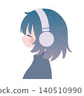 戴著耳機的女孩插圖 140510990