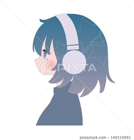 戴著耳機的女孩插圖 140510991