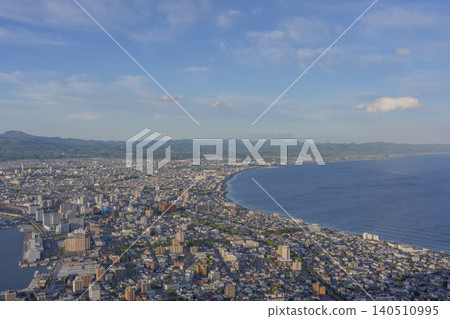 A panoramic view of Hakodate city and Hakodate Port from the Hakodateyama Observatory. A panoramic view of Hakodate city and Hakodate Port from the Hakodateyama Observatory. 140510995
