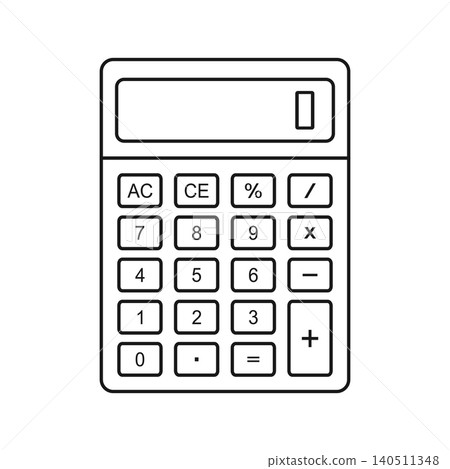 Calculator icon in stroke outline flat style. Mathematics vector illustration on isolated background. Calculation sign business concept. Calculator icon in stroke outline flat style. Mathematics vector illustration on isolated background. Calculation sign business concept. 140511348