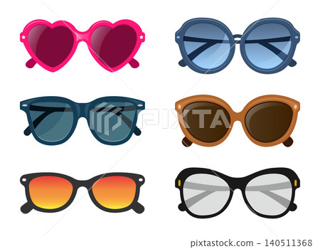 Eyewear sun protection sunglass icon set collection in flat style. Glasses vector illustration on isolated background. Eyeglass sign business concept. Eyewear sun protection sunglass icon set collection in flat style. Glasses vector illustration on isolated background. Eyeglass sign business concept. 140511368