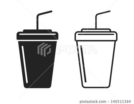 Drink cup with straw icon in flat style. Cocktail vector illustration on isolated background. Beverage sign business concept. Drink cup with straw icon in flat style. Cocktail vector illustration on isolated background. Beverage sign business concept. 140511384
